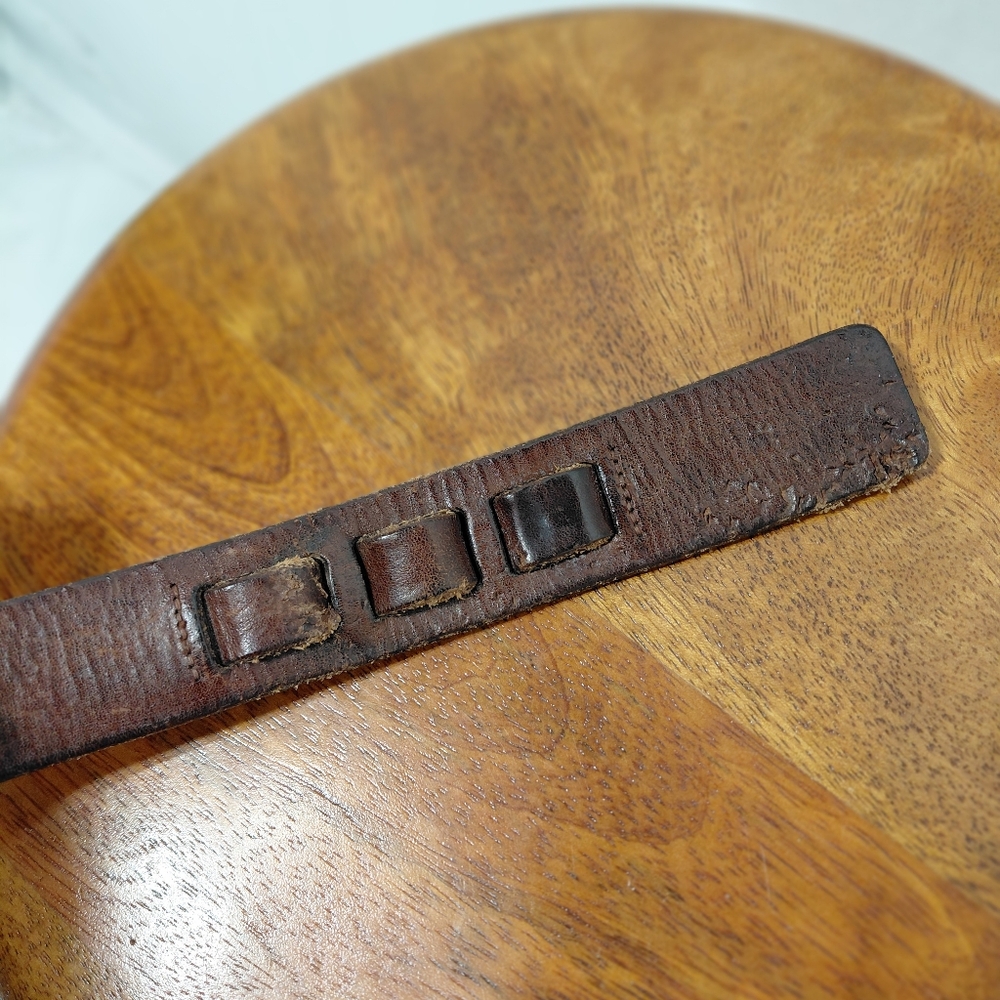 Polo By Ralph Lauren Italian Saddle Leather Brass Clamp Belt View 3